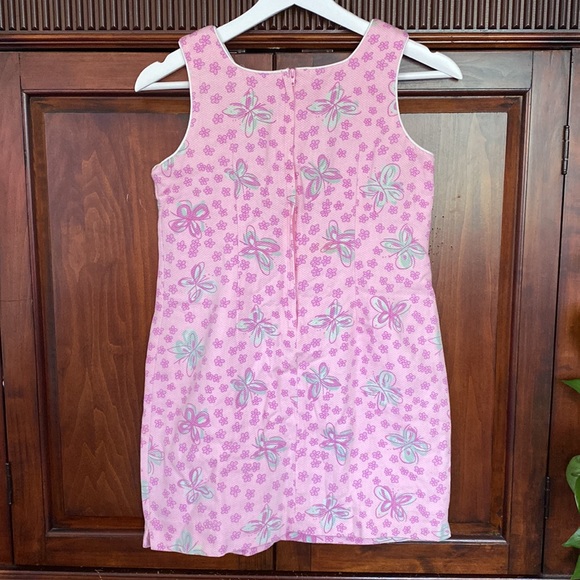 Lilly Pulitzer vintage shift dress white tag pink and green butterflies - Picture 2 of 12